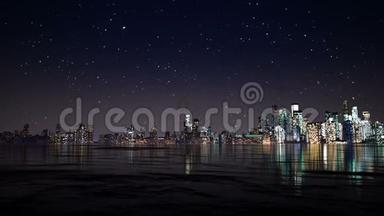 夜间城市时间临近河流三维渲染